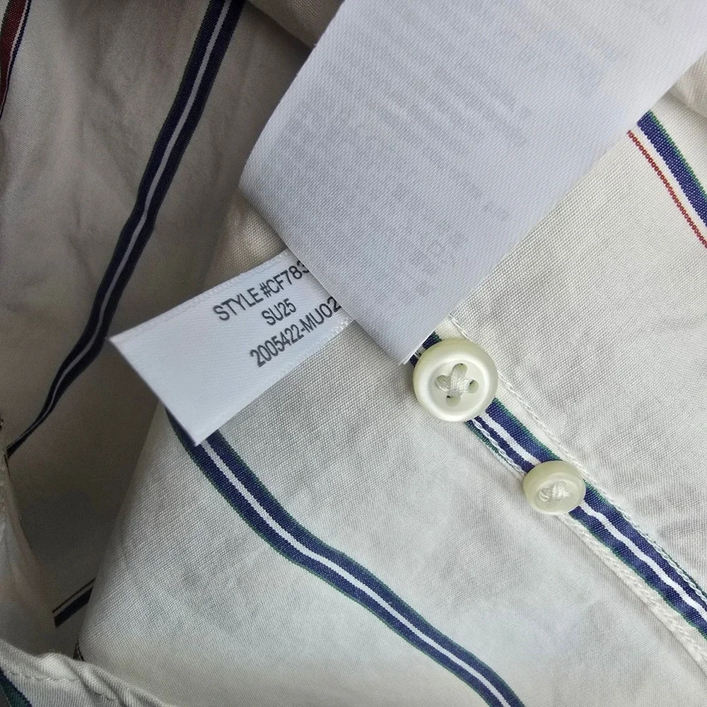 J.‎ Crew NWT Secret Wash Classic Fit Men's White Striped Button Down Shirt XL